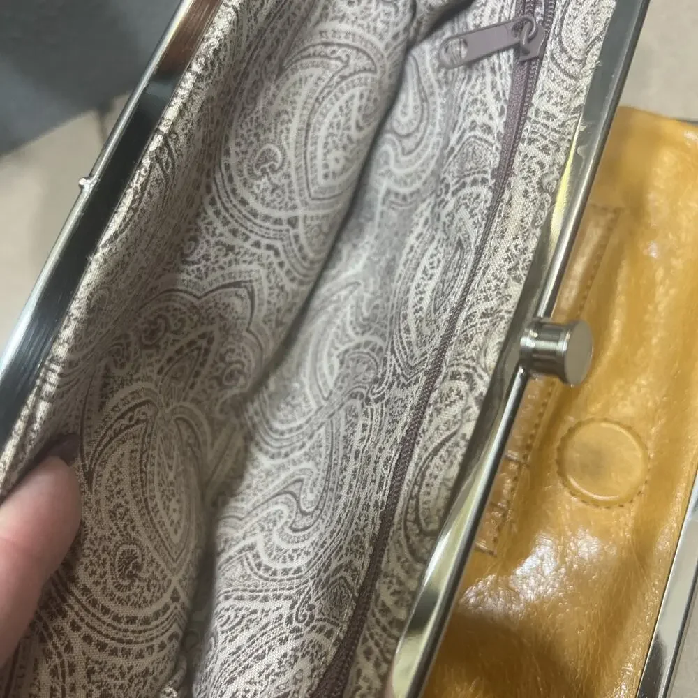 Boho International Womens Clutch Wallet Double Frame Light Brown